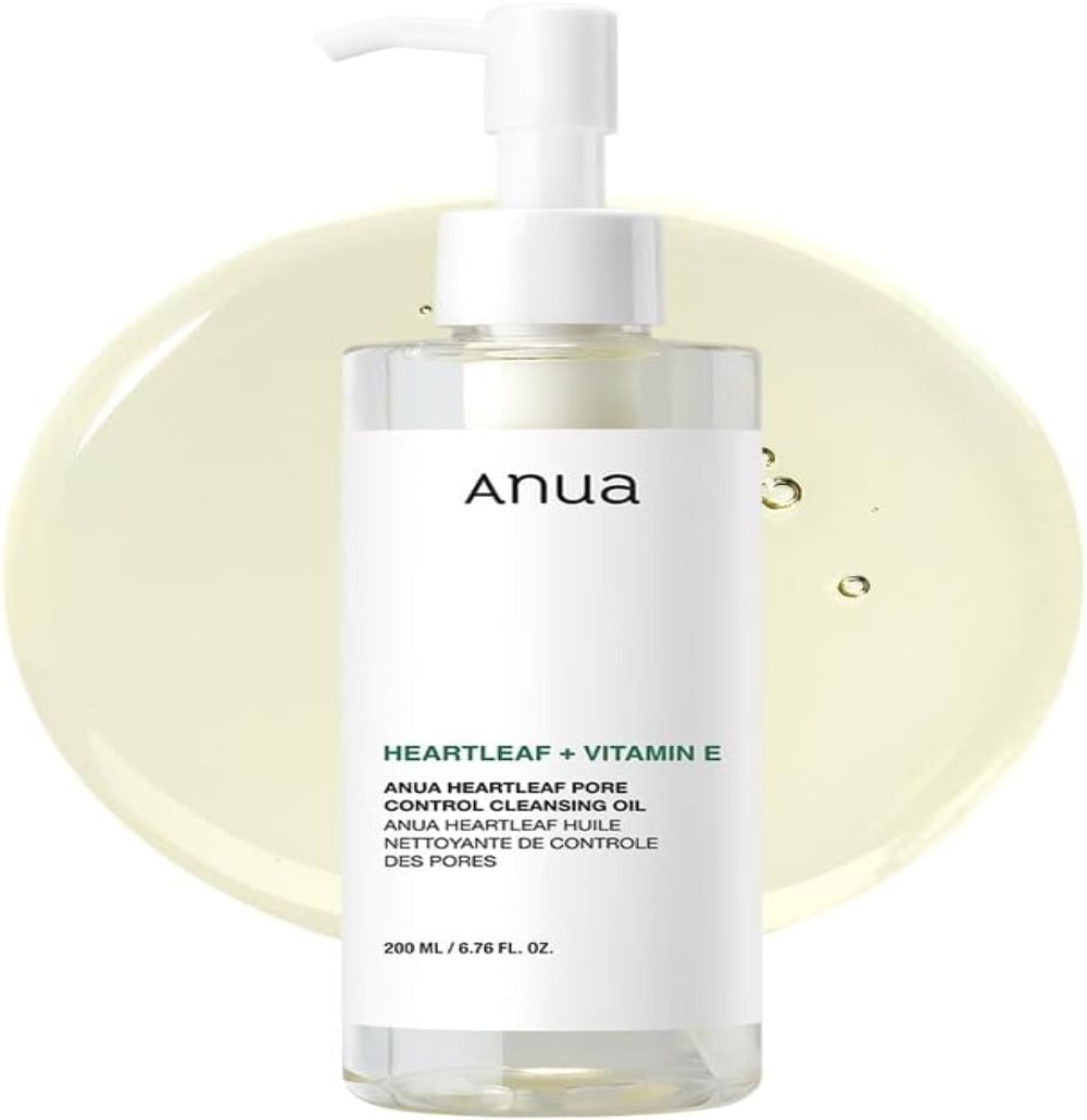 ANUA Heartleaf + Vitamin E Pore Control Cleansing Oil Korean Facial Cleanser, 6.76 fl oz(200ml)