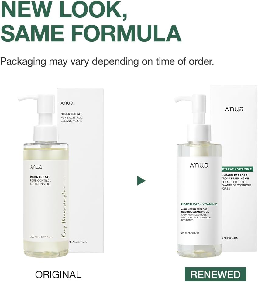 ANUA Heartleaf + Vitamin E Pore Control Cleansing Oil Korean Facial Cleanser, 6.76 fl oz(200ml)