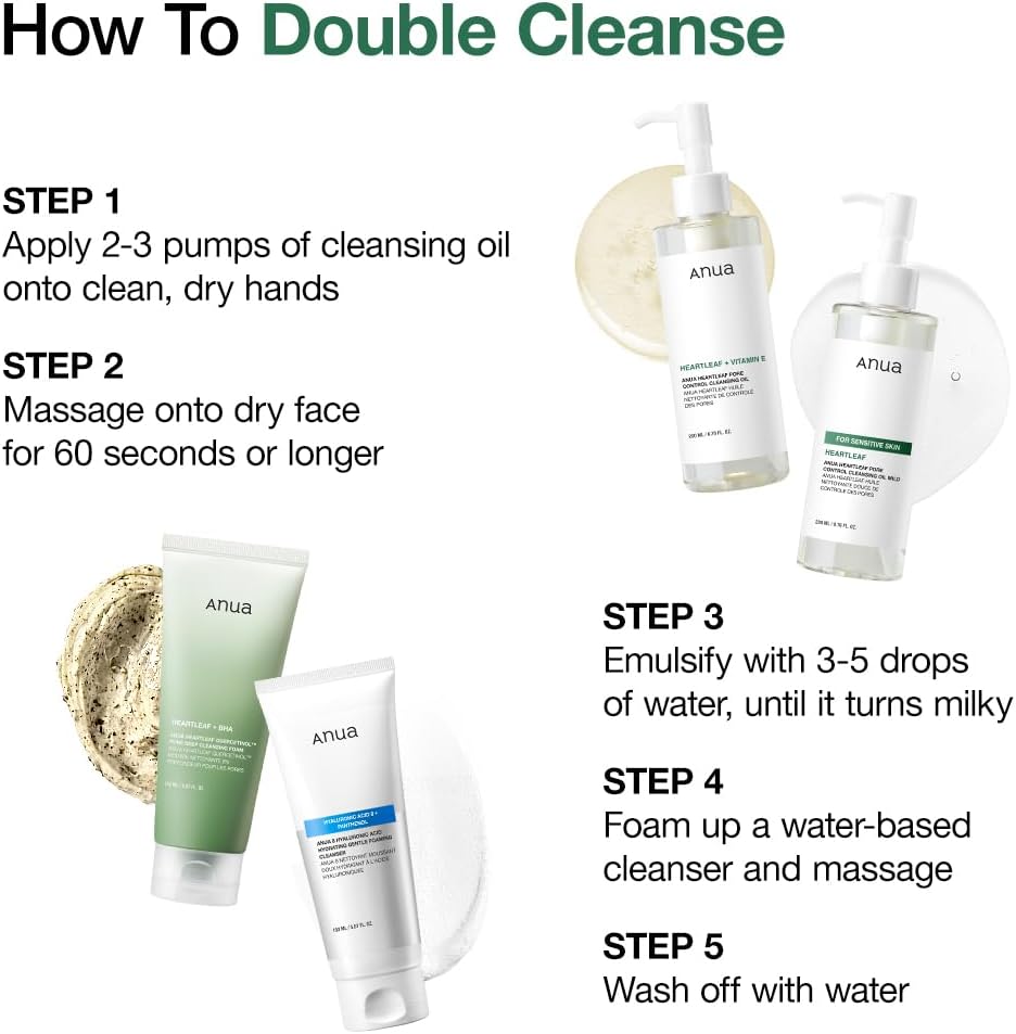 ANUA Heartleaf + Vitamin E Pore Control Cleansing Oil Korean Facial Cleanser, 6.76 fl oz(200ml)