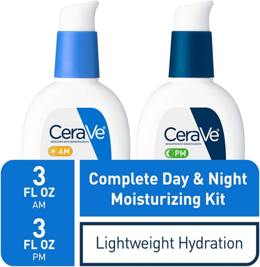 CeraVe Facial Moisturizing Lotion 3 Fl Oz (Pack of 2) AM/PM Bundle