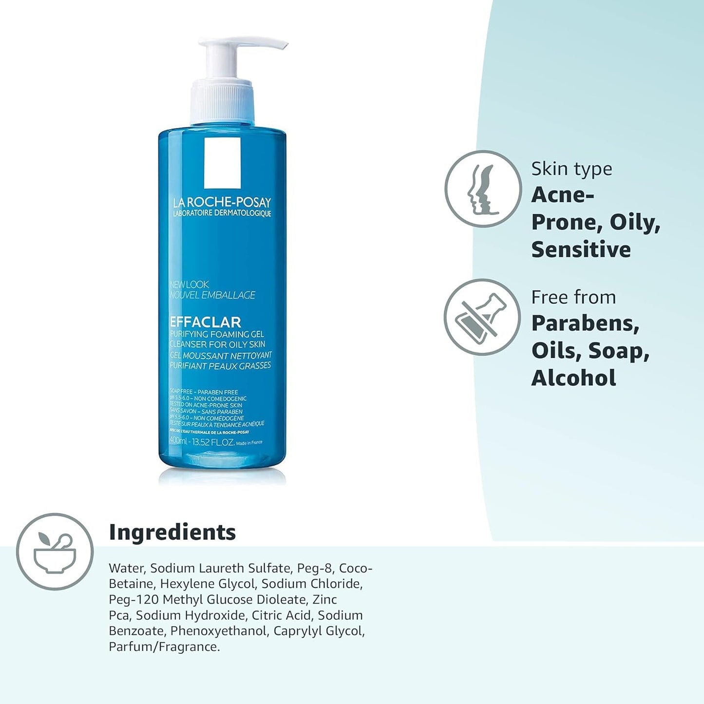 La Roche-Posay Effaclar Purifying Foaming Gel - 13.5 Oz / 400ml