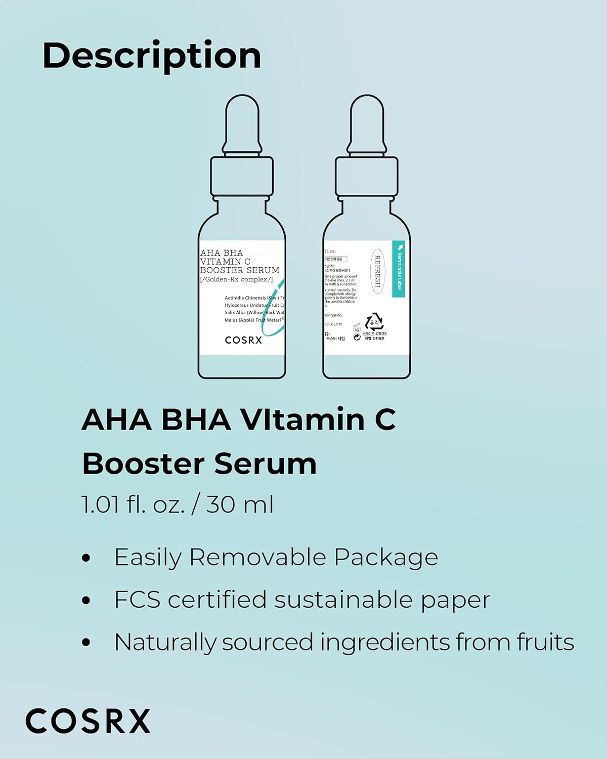 COSRX AHA BHA Vitamin C Booster Serum 1.01 fl. oz 30 ml