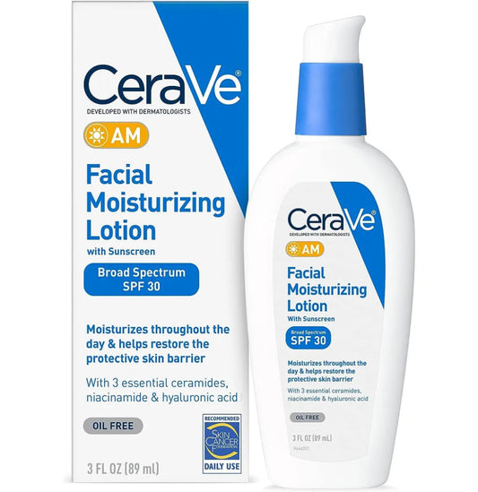 CeraVe Facial Moisturizing Lotion AM SPF 30, 3 oz/89ml, Daily Face Moisturizer with SPF